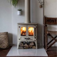 VLAZE wall mounted heat shield set designed to protect the wall behind this  @charnwoodstoves Cove 1 - The t…